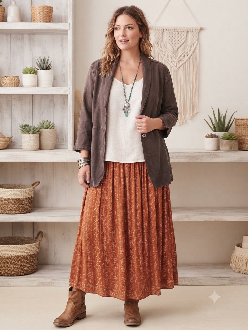 J’jill chocolate brown, single-button structured blazer jacket 1X